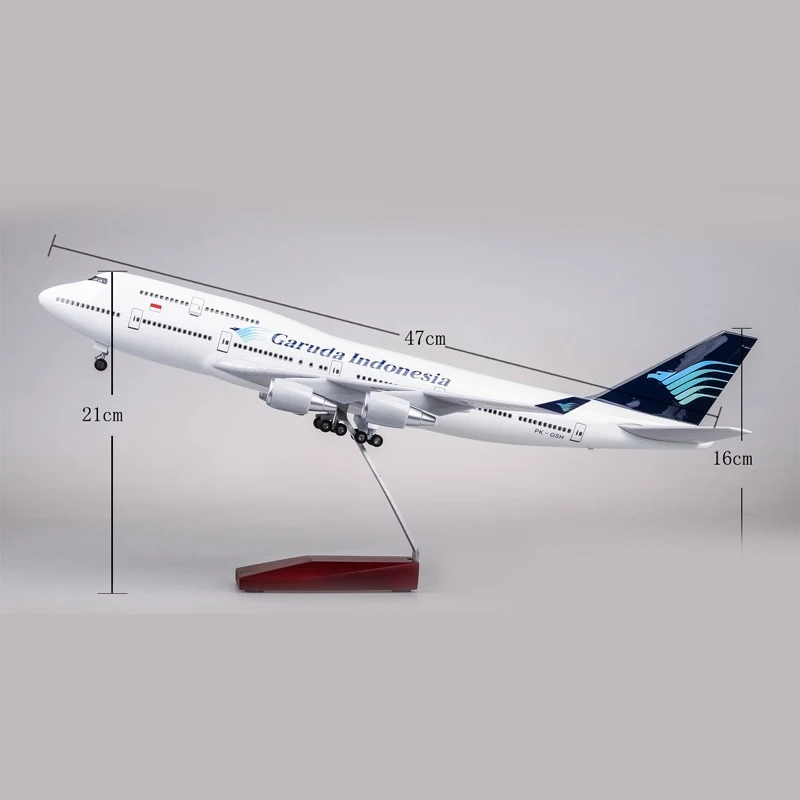 JASON TUTU 47cm Resin Diecast 1:160 Scale Garuda Indonesia Boeing B747 Plane Model Airplane Model Aircraft Planes with Light & W