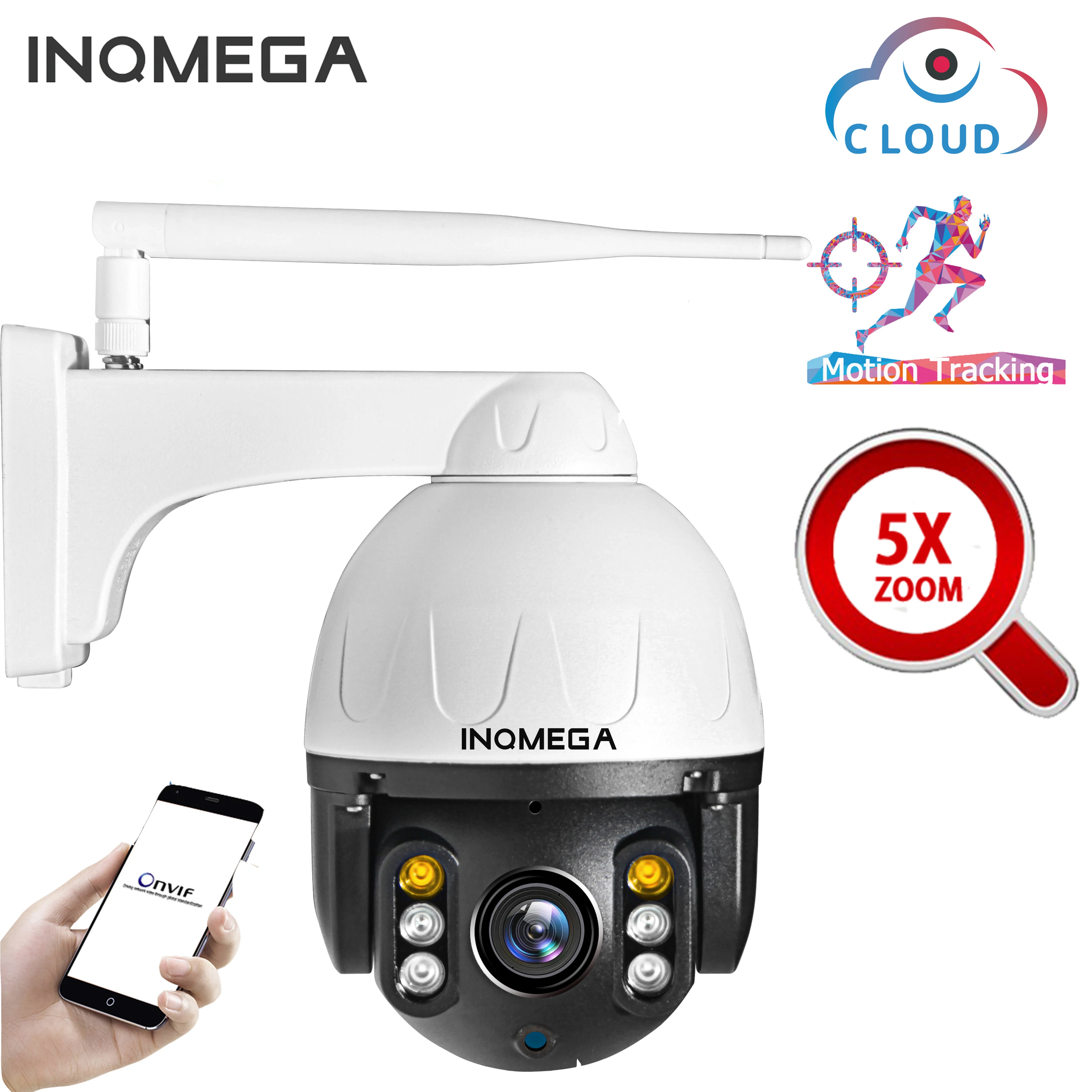 

INQMEGA CCTV Outdoor PTZ IP Camera WIFI Speed Dome Auto Tracking Camera 5X optical zoom 2MP Onvif IR Security Camera1080P