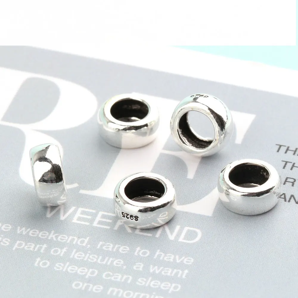 3.7*7.9MM 925 Sterling Silver Spacer Beads Retro S925 Loose Beads for Bracelet Making DIY Jewelry Finding