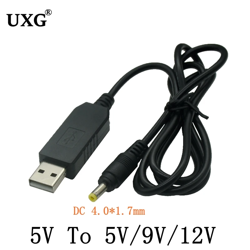 1M USB do DC 4.0 1.7mm moc boost line DC 5V do DC 5V 9V 12V Step UP moduł konwerter USB kabel Adapter 1.7x4.0mm kabel z wtyczką