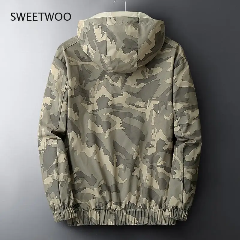 Camouflage Hooded Jacket Men's 2021 Spring Korean Outdoors Casual Streetwear Male Breathable Military Camouflage Windbreakers