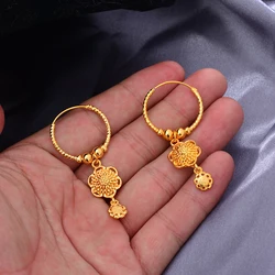 Dubai Small 24k Gold Color Earrings  For Women Twist African Party Wedding Gifts Earrings Gift