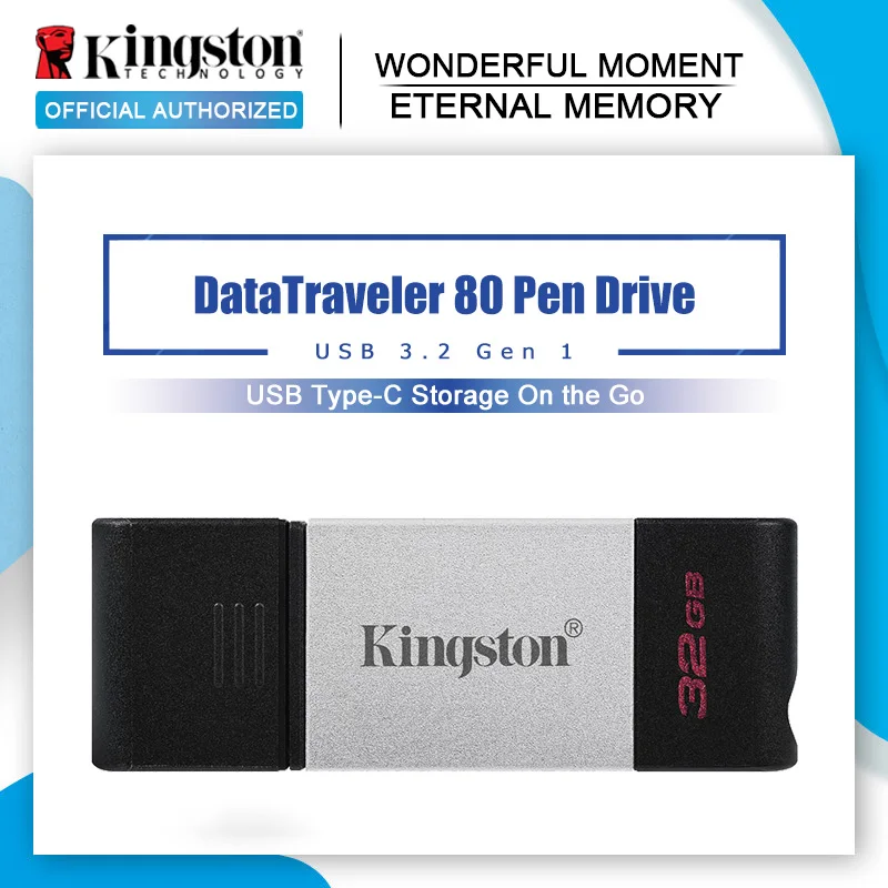 Kingston-محرك فلاش USB ، DT80 ، 32 جيجابايت ، 64 جيجابايت ، 3.2 جيجابايت ، 1 جيجاهرتز ، محرك أقراص فلاش ، usb 3.0 ، 128 جيجابايت