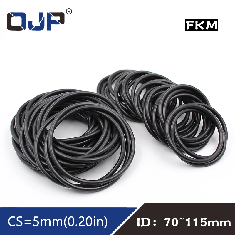 1PC Fluorine rubber Ring Black FKM Seal CS5mm OD70/75/80/85/90/95/100/115mm O Ring Seal Gasket Oil Ring Fuel Sealing Washer