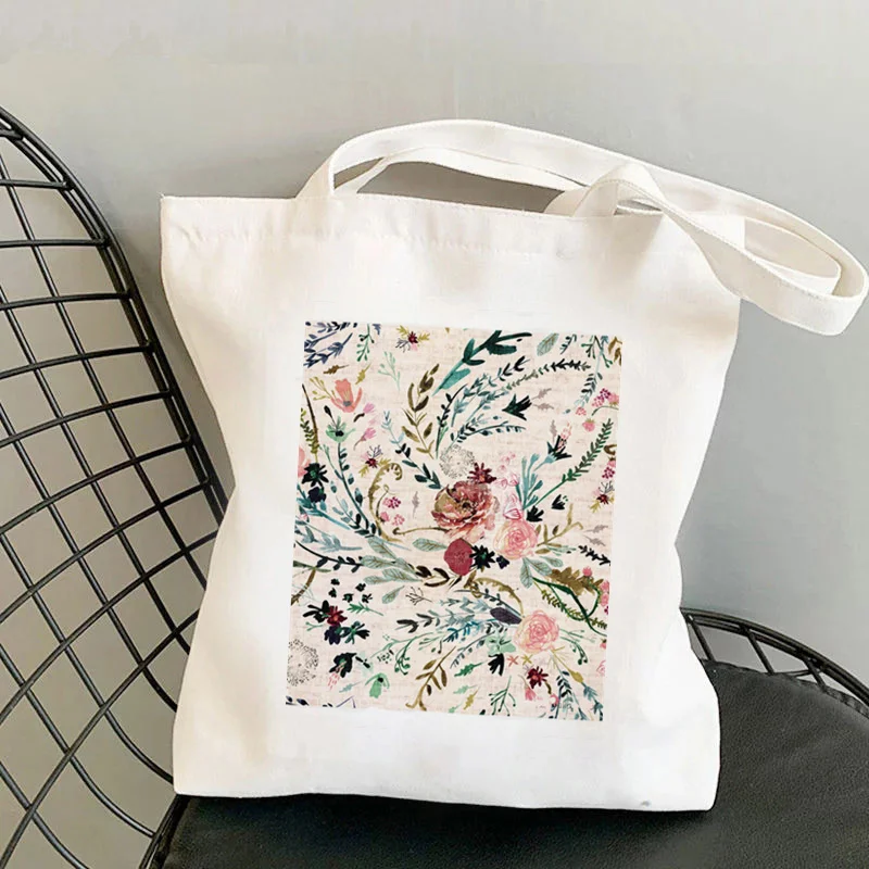 

2021 Shopper Fable Floral Aesthetic Printed Tote Bag women Harajuku shopper handbag girl Shoulder shopping bag Lady Canvas Bag