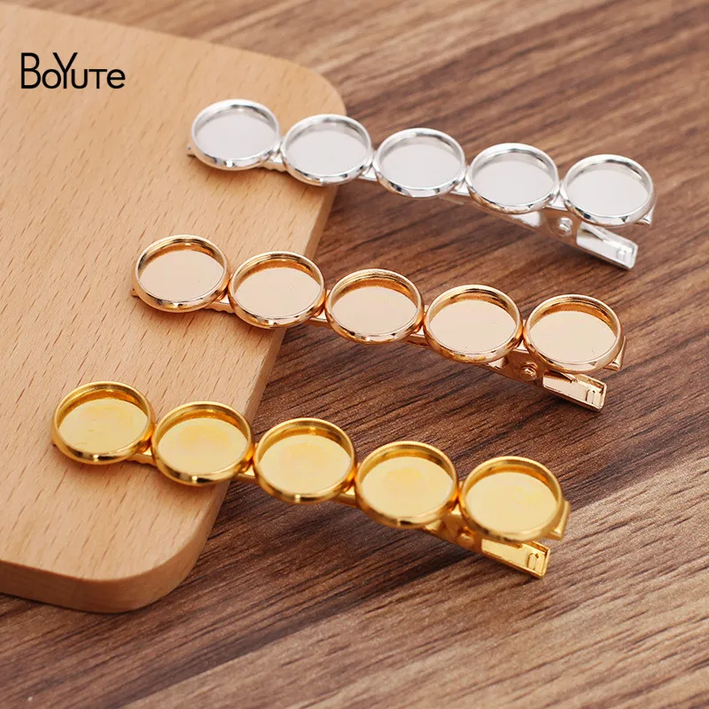 BoYuTe (10 Pieces/Lot) 70*6MM Iron Hair Clips Welding 12MM Cabochon Blank Base Handmade DIY Hair Accessories