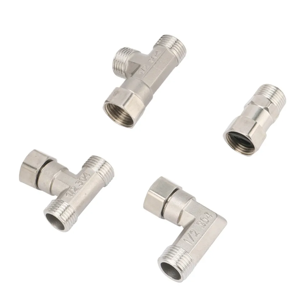 1/2" BSP Male/Female Thread Stainless Steel Tee/ Elbow/Straight/ /Plug Connector Water Coupler Plumbing Fitting Reducing Adapter