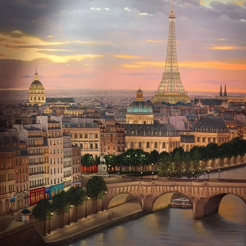 JMINE Div 5D Paris City Eiffel Tower Bridge landscape Full Diamond Painting kits art Scenic 3D paint by diamonds