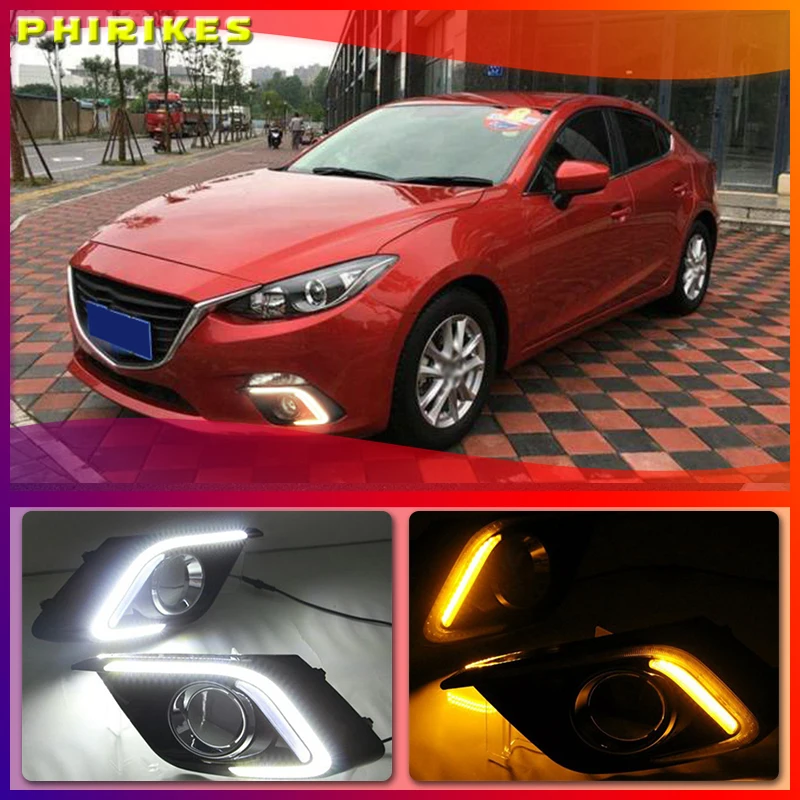 

DRL для Mazda 3 Mazda3 Axela 2014 2015 2016 светодиодный ные дневные ходовые огни дневной свет противотуманная лампа с указателем поворота