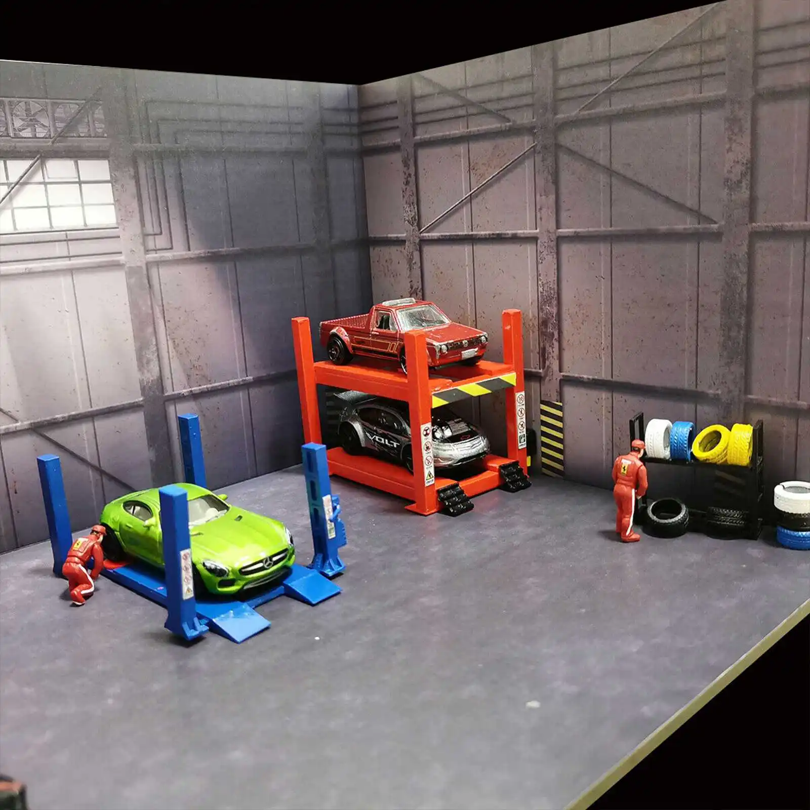 1/64 Model Car Repair Garage Display Background New 1:64