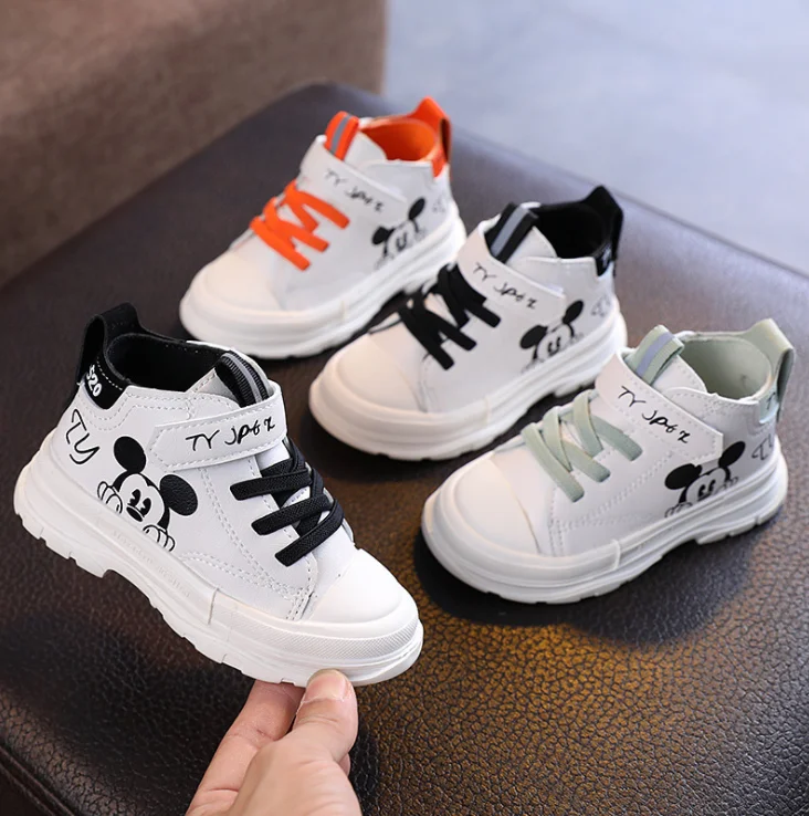 Disney Autumn Winter Mickey mouse Boys Cotton Child sneakers Warm Kids Cartoon Casual Shoes For GirlS Sports Shoes