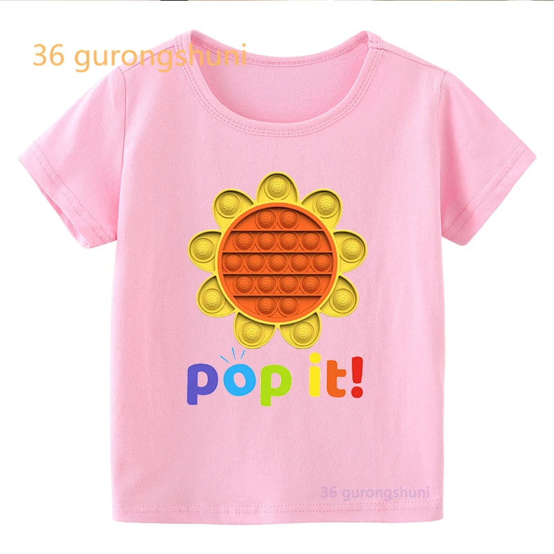 

animal frog Pop it t shirt for girls clothes children tshirt girl Pop fish sunflower print graphic t shirts kids clothing boy It