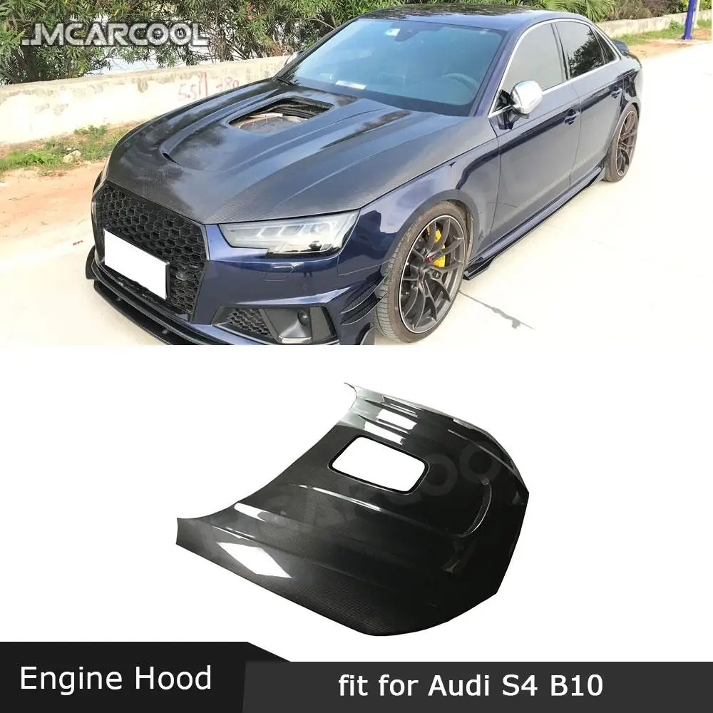 

Car Front Engine Hood Trim Cover Dry Carbon Fiber Transparent Bonnet For Audi A4 S4 B10 2019 2020 Car Styling