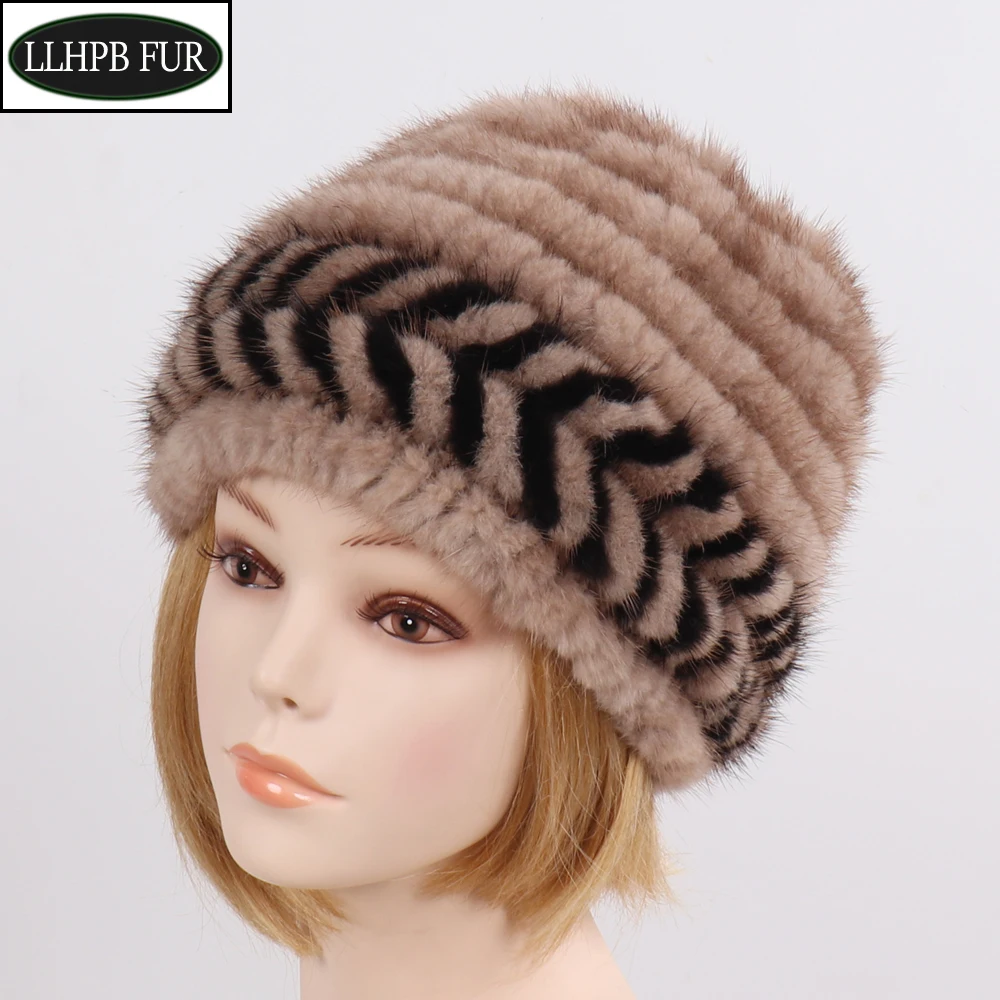 

Hot Sell Female Natural Mink Fur Beanies Caps Lady Knit Warm Genuine Mink Fur Hats Women Winter Good Elastic Real Mink Fur Hat