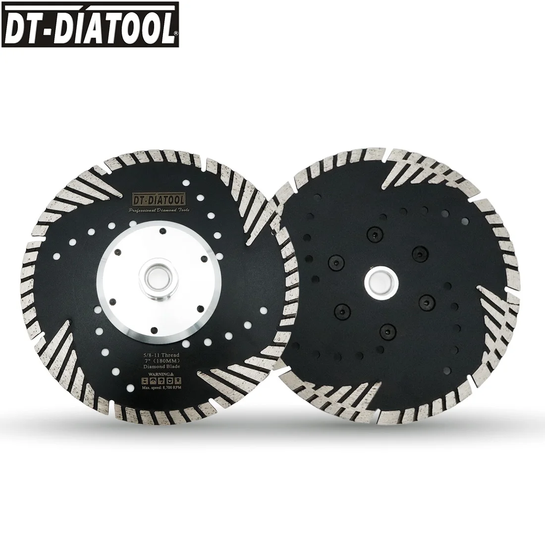DT-DIATOOL 2Pcs 180Mm Hot PressedใบมีดDiamond Turbo Slantฟันป้องกันสำหรับคอนกรีตกระเบื้องหินอ่อนหินแกรนิตก่ออิฐ