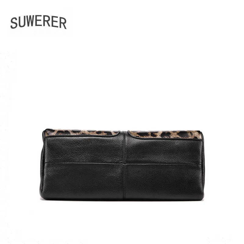 SUWERER 2020 New Genuine Leather women bag fashion Luxury Leopard print cowhide bag woomen famous brand handbags tote bag