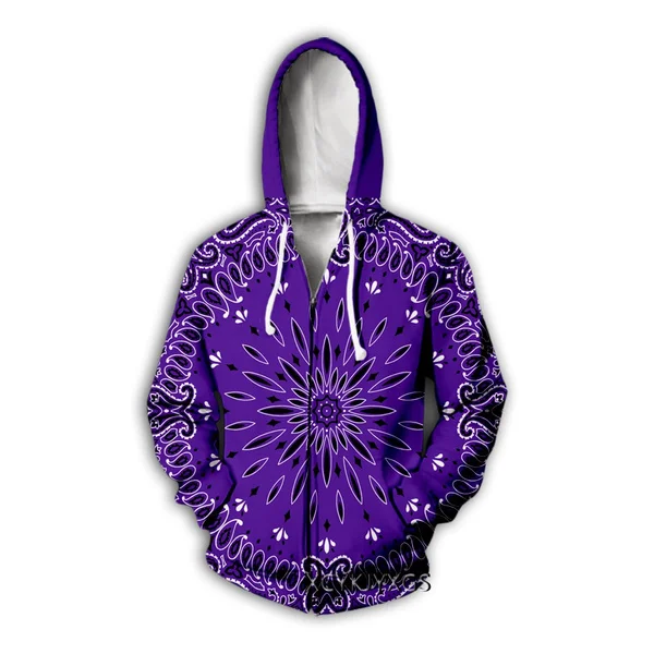Bandana Pattern 3D Print Causal Clothing New Fashion Men/ Women Zipper Hoodies Plus size S-7XL harajuku  man hoodies