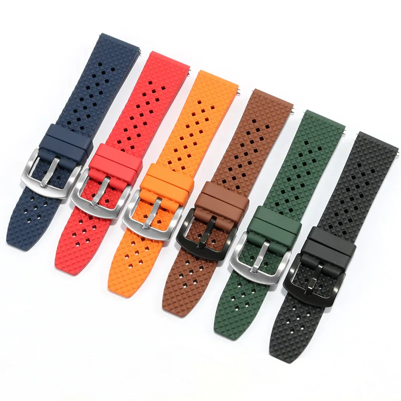 Fluorine Rubber Watch Band 18mm 20mm 22mm 24mm Quick Release Strap Customized Sport Diving Bracelet for Each Brand Watches