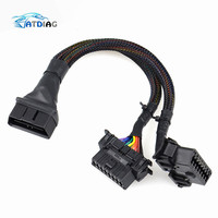 OBD2 Male to Dual Female Elbow Extension Cable with 16pins Available to Connected 1 IN 2 Converted OBD 2 Extender Adapter