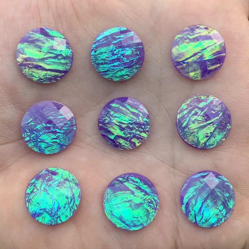 15pcs 16mm Faux Opal Resin Cabochons for Bling Beaded -A43