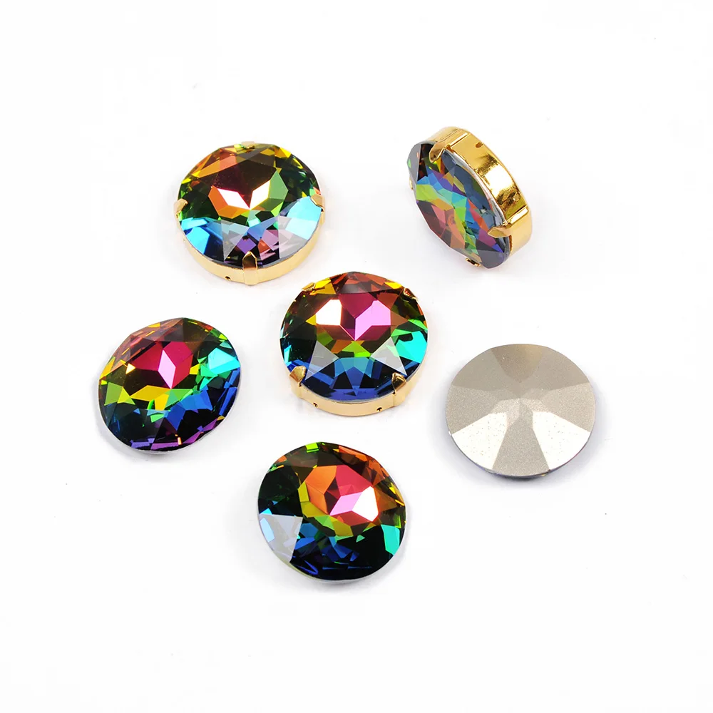 YANRUO 1201 Runde 27mm Genähte Steine Glaskristalle Große Strasssteine Rivoli Pointback DIY Diamantsteine für Schmuck und Kleidung – Detail 4