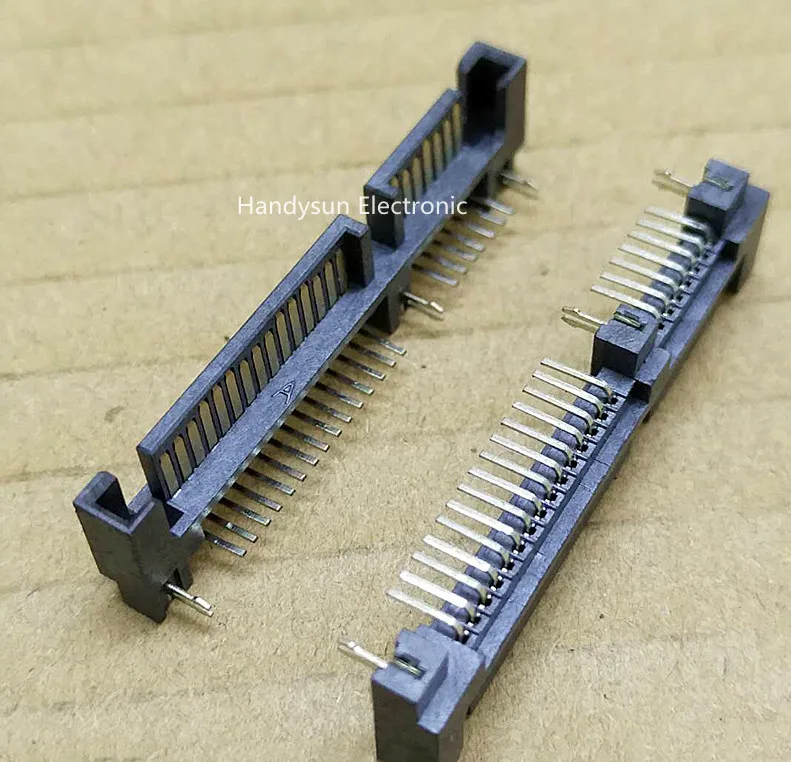 Conector de interfaz de disco duro SATA, Base macho de 7 + 15 Pines, 90 grados, enchufe de interfaz