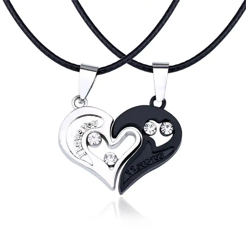 2020  Fashion Couple Necklace  I Love You Heart-shaped  Pendant Choker For Women Gift Accessories 1 Pair Jewelry Gift