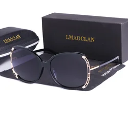 LMAOCLAN Polarized Sunglasses Women Ladies Gradient Sun Glasses Female Vintage Oversized Eyewear UV400