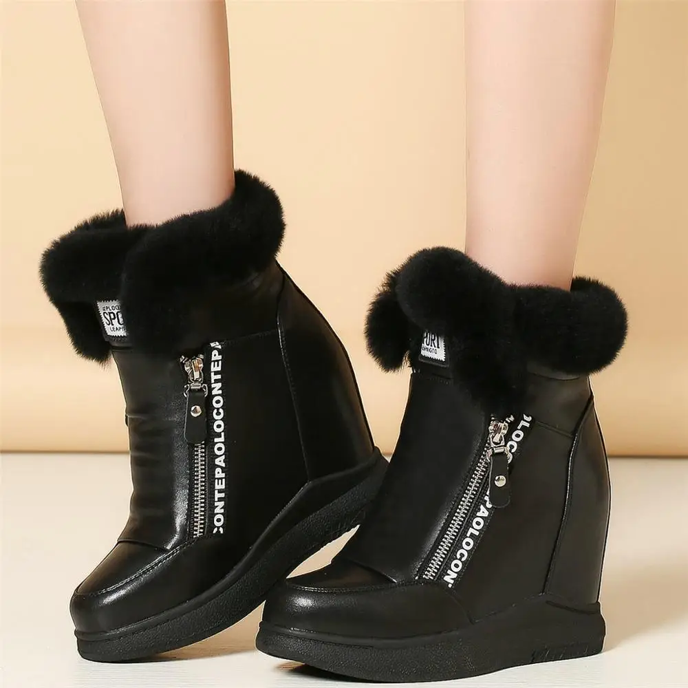 

Pumps Shoes Women Genuine Leather Wedges High Heel Vulcanized Shoes Female Winter Warm Round Toe Fashion Sneakers Casual Shoes