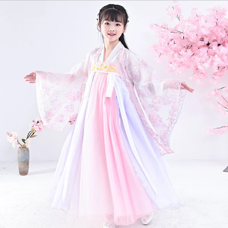 

kids Hanfu girls Chinese style kids clothing full chest under skirt costume cherry blossom fairy hanfu princess dress cosplay