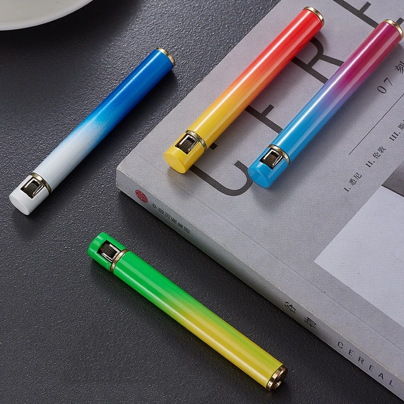 Butane Gas Lighter New Portable Can Be Placed Cigarette Case Color Mini Grinding Wheel Open Flame Lighter Cigarette Accessories