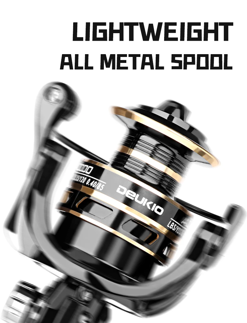DEUKIO Spinnrolle 2000-7000 Metallspule 12KG Max. Bremskraft 5.2:1 CNC-Griff Weitwurfrolle Salzwasser Süßwasser Köderrolle – Detail 5