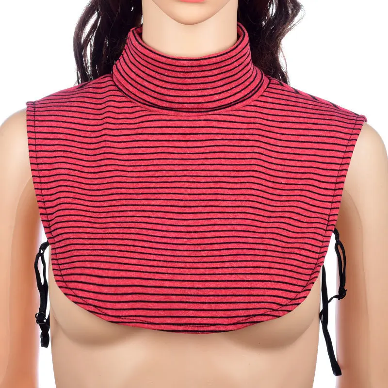 Women Stripe Fake Turtleneck Collar Knitted False Collars Woman Half Shirts White Detachable Collar Turtleneck Female