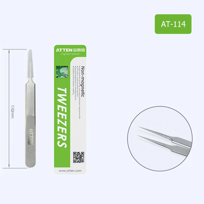 ATTEN Edelstahl Pinzette Runden Spitzen Ellbogen kopf für Präzision handy computer reparatur werkzeug zubehör