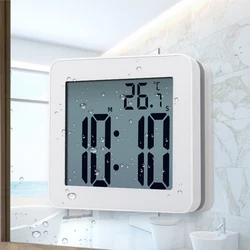 Nowe cyfrowe zegary łazienkowe proste LCD budzik elektroniczny zegarki wodoodporne temperatura łazienka budzik wiszący zegar