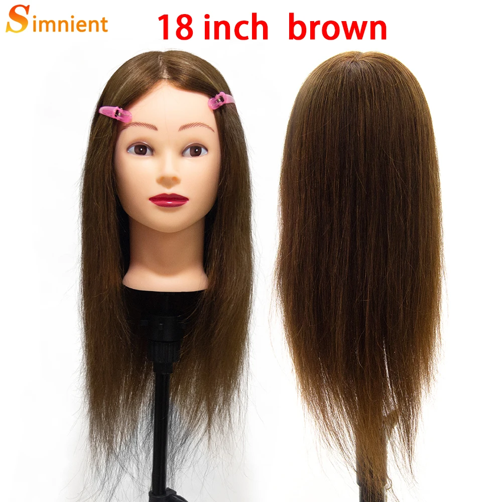 Simnient-Têtes de Mannequin avec 100% de Cheveux Humains Naturels, Coiffure, Bon en-Tête, Produits de Coiffure, 12-18 Pouces