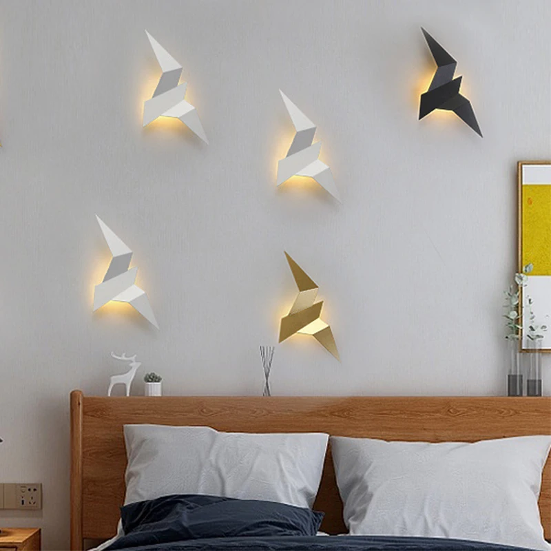 

Homhi Origami Bird Lamp Gold Sconce Home Interior Desig Indoor Nordic Modern Led Arts Wall Lamps for Living Room Bedroom HWL-063