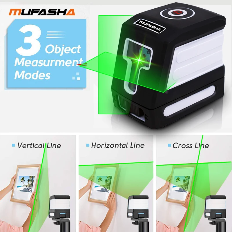 MUFASHA Laser Level  Horizontal or Vertical or Cross Cross Lines  Red Green Beam