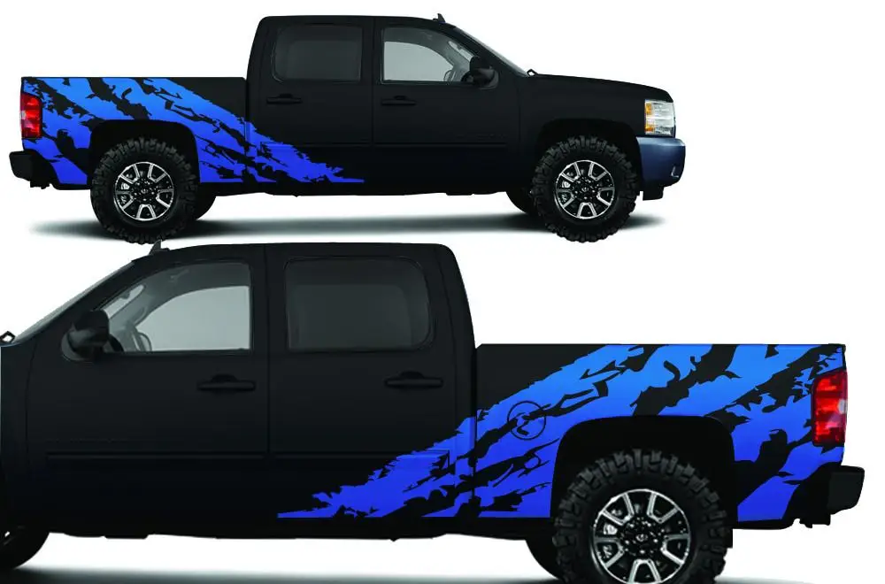 2pc Pickup Truck Tail Side Car Sticker SHRED Emblem Badge Vinyl Decals Decoration Sticker For CHEVROLET SILVERADO 1500/2500/3500