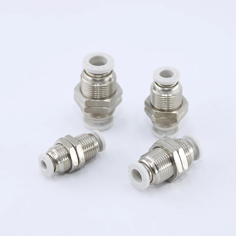 Diaphragm straight-through through plate, two-way quick plug pneumatic PM4 6 8 10 12 16mm air pipe connector