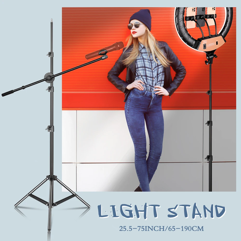 37/68/100/150/190cm Photography Studio Adjustable Light Stand Portable Tripod Stand With 1/4 Screw Head For Flash Photo Studio