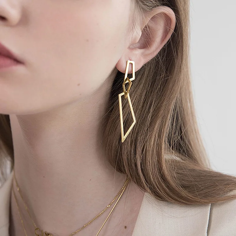 

Chain Earrings Female Polygonal Irregular Splicing Earrings Retro French Ins Cool Wind Earrings