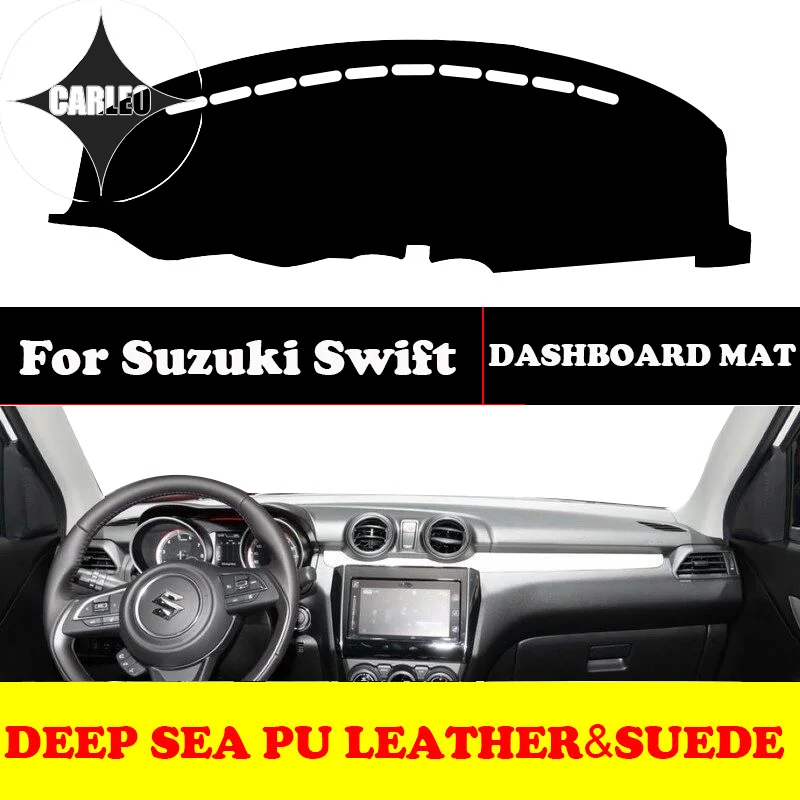 Custom for Suzuki Swift Dashboard Avoid Light Pad Instrument Platform PU Leather Suede Insulation Mat