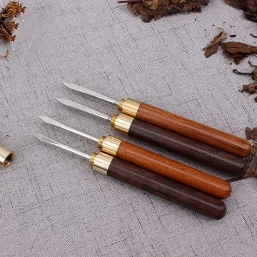 Bamboo Tea Knife Needle Pick with Wood Handle, Trumpet, Ebony, Chazi, Dao Pu, Tea, Puer Tea Tools, 1Pc