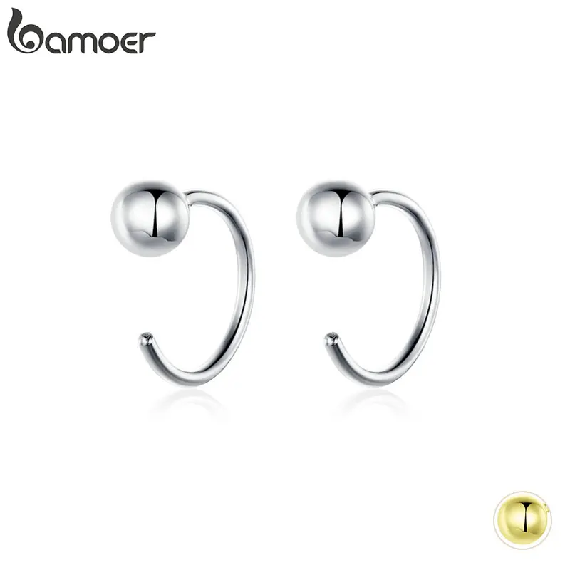 bamoer Silver 925 Jewelry Tiny Hoop Earrings for Women Gold Color Korean Style  Hypoallergenic Jewelry Accessories Girl SCE782