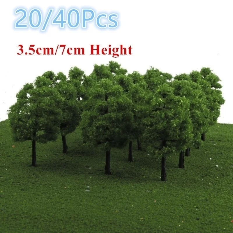 20/40 Stück grüne Modellbäume Zug Eisenbahn Modellbausatz Layout Landschaft Landschaft künstliche Miniatur Mini Baum Wargame Schreibtisch Dekor – Detail 2