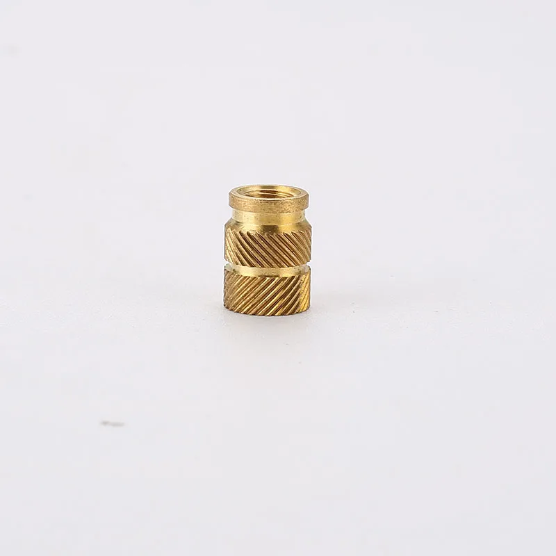 Brass Hot Melt Insert Nuts Heating Molding Copper Thread Inserts Nut SL-type Double Twill Knurled Injection Brass Nut M3 100Pcs