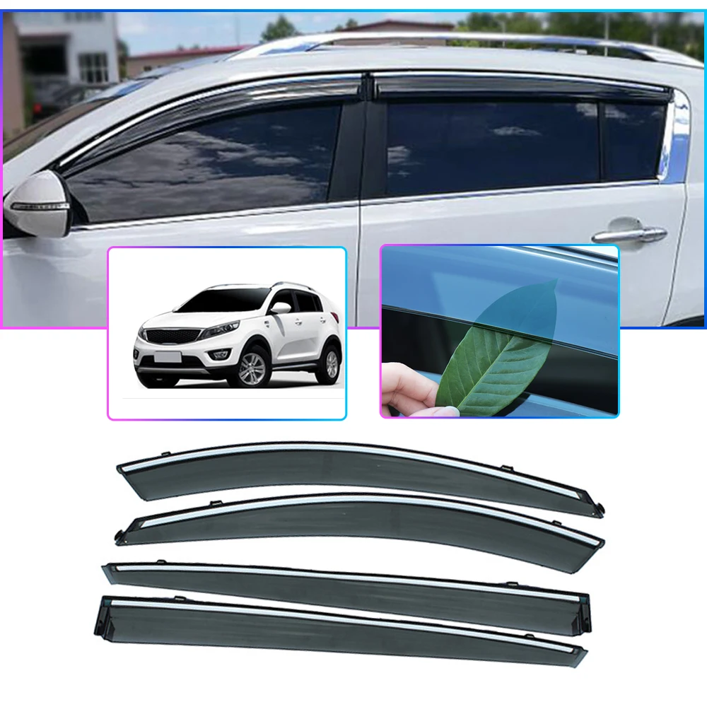 

For KIA SPORTAGE R Smoke car window visors sun Rain Guard Wind Deflectors 2011 2012 2013 2014 2015 2016 2017 2018 2019 4PCS