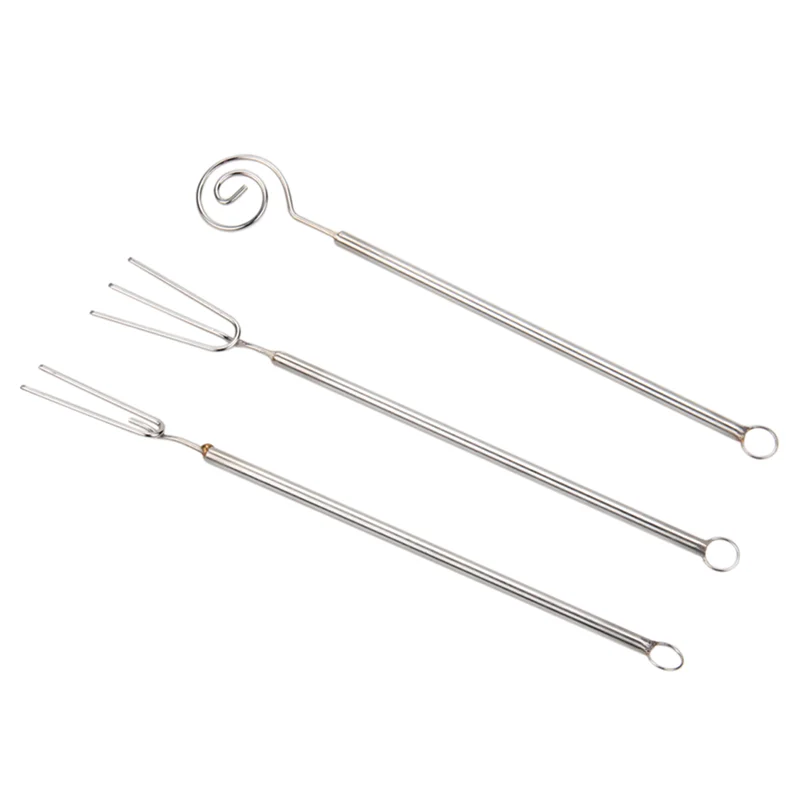 

3Pcs/Set Stainless Steel Chocolate Dipping Fork DIY Candy Cake Fruit Fork Kitchen Fondant Cheese Picks Kitchenwear Tools