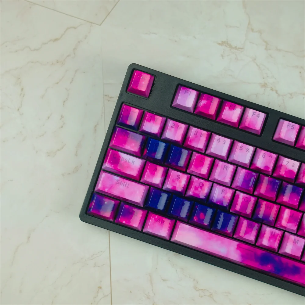 104 Tapogat customization Ibolyaszínű Ködfátyol keycaps számára Gépi Kulcskarika ABS OME Idom vize Átszállítás Bennyomás UV Derült Pöffeszkedés